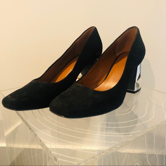 Suede pump with 3-inch silver block heel - Picture 2 of 5